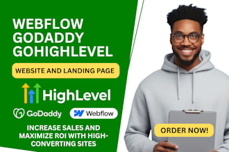 build webflow gohighlevel godaddy website and landing page