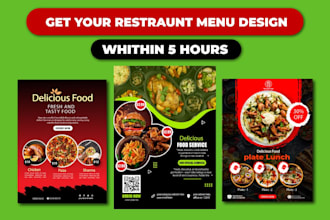 design a restaurant menu, food menu, fast food flyer