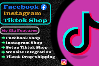 set up facebook shop, tiktok, instagram shop, fix meta pixel, shopify and etsy