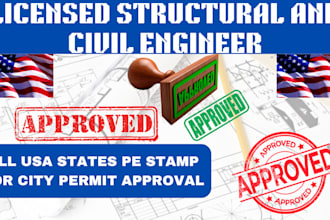 pe stamp as licensed civil and structural engineer in california for city permit