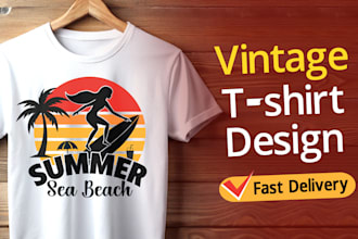 create vintage style trendy t shirt design very fast
