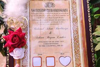 design traditional  modern nikah nama and event invites
