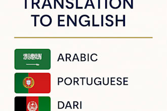 translate arabic, dari, portuguese and somali into fluent english