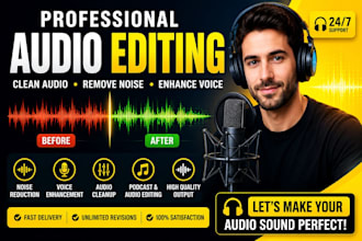 edit audio, remove noise, enhance voice for podcast and video