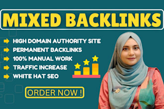 build 200 plus powerful mix of backlinks from high da sites