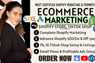 promote shopify store, ecommerce shopify marketing, redbubble, tiktok shop setup
