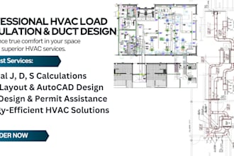 hvac, plumbing and mep permit drawings with load calculations and design
