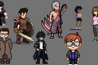 do pixel art character, pixel art, GIF, animation, sprite sheet for your game