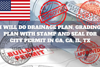 do grading plan drainage plan with pe stamp and seal for city permit in texas