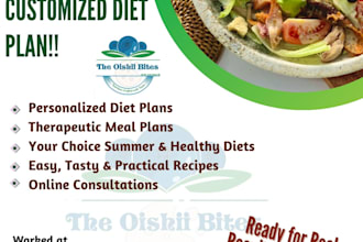 be your online dietitian nutritionist and make diet plan or meal plan