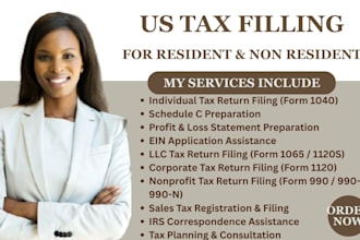 prepare US tax for individuals and businesses, irs compliant filling