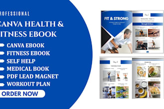 design health fitness ebook canva pdf lead magnet, health medical ebook in canva