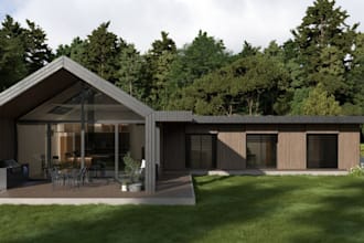 design 3d front elevation, modern garden patio, outdoor villa kitchen,cgi render