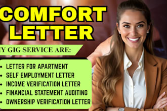 prepare CPA comfort letter, income verification, profit and loss