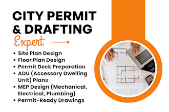 be your city permit architect create site plan  permit deck mep adu floor plan