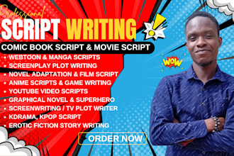 write comic book, graphic novel, webtoon, anime script, superhero, erotica manga