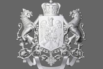 design 3d royal logo and symbols for 3d printing,engravings,cnc stl file,vcarve