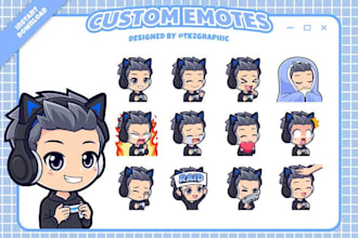 create custom chibi emotes stream emotes discord emotes vtuber emotes sub badge