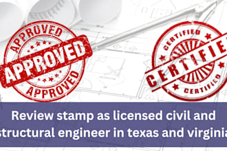 pe stamp as civil and structural engineer in texas virginia ohio for city permit
