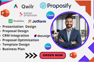 design outstanding presentation, canva or powerpoint, qwilr, proposify, jotform