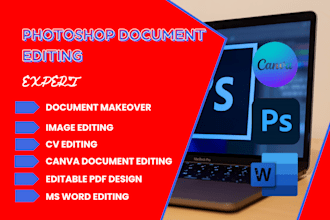 format, edit, and design documents in photoshop, word, and canva professionally