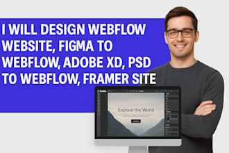 design webflow website, figma to webflow, adobe xd, PSD to webflow, framer site