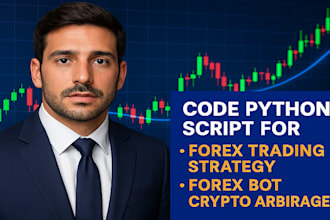 code python script, forex trading strategy, forex bot or crypto arbitrage bot