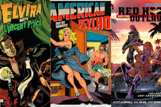 do retro vintage comic illustration, nsfw vintage poster in 70s style, horror