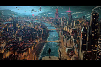 do futuristic cyberpunk city and sci fi concept art