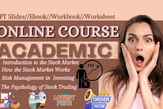 do stock market, online course content, anki, PPT slides, training manuals