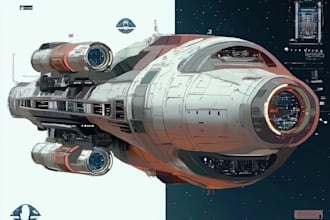create scifi vehicle design and spaceship concept art