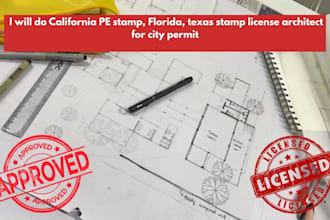 do  california pe stamp, florida, texas stamp license architect for city permit