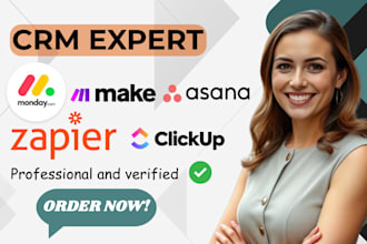 setup monday CRM asana clickup zapier make com notion CRM