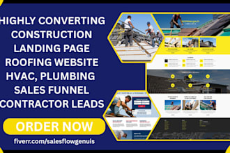 design construction landing page roofing website hvac plumbing contractor leads