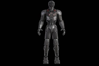 fantasy 3d cyborg model, robot, mechanical humanoid, control rig, 3d animation