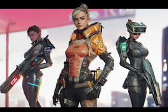 draw cyberpunk style character into city gaming
