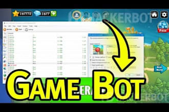 build complete game bot, farm bot, cheated gaming bot, ai game bot
