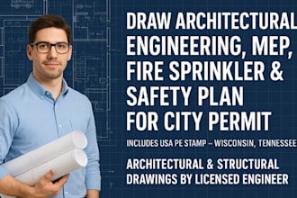 architectural constructions mep plans fire sprinkler safety plan for city permit