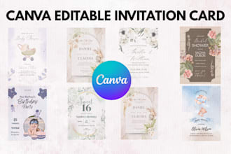 design wedding invitation, greetings card, postal card, invitation card, canva