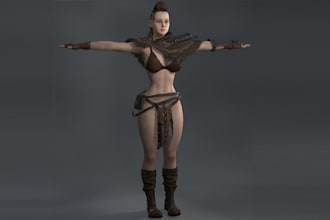 realistic 3d character, game assets, objects for game, texture, ue5 rig, animate