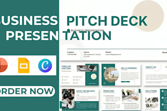 do business powerpoint presentation, pitch deck, google slides, canva, templates
