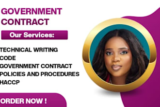 write sops rfps policies government contract haccp and technical documents