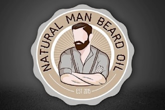 make powerful bearded man new logo for natural man beard oil