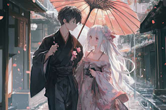 make anime couple portrait, anime family portrait