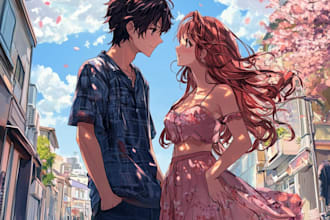 draw anime portrait couple portrait in anime style