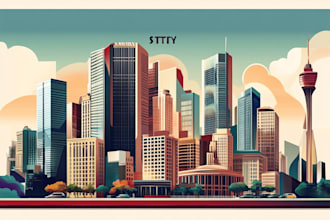 draw city skyline poster, landmarks poster