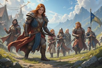 draw a fantasy dnd party character illustration
