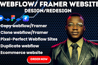 design webflow or framer website, duplicate webflow,clone webflow,webflow expert