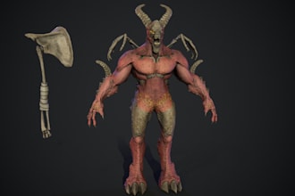 game ready 3d  creature monster, scary zombie model, vr horror, texture, ue5 rig