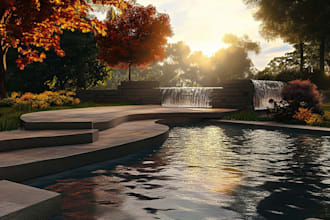 do landscape design realistic render in lumion